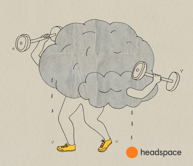 Headspace meditation brain doing weights