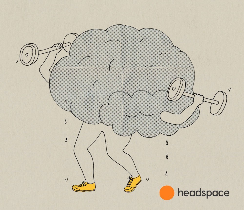 Headspace meditation brain doing weights