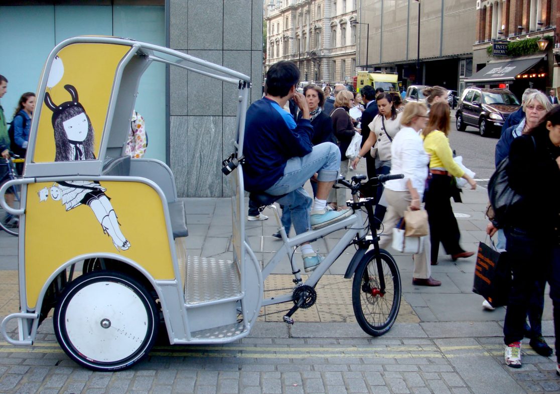 Savanna Cider illustrated advert on a rickshaw
