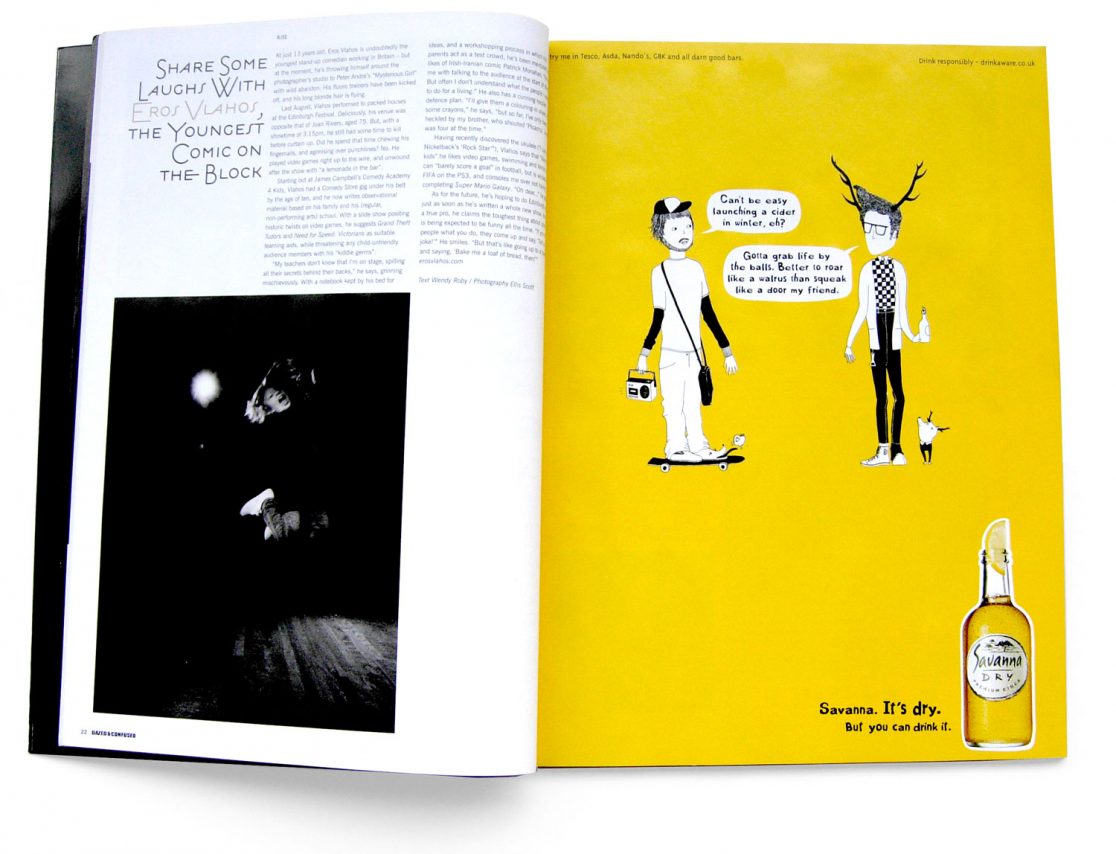 Illustrated Savanna Cider advert in a magazine