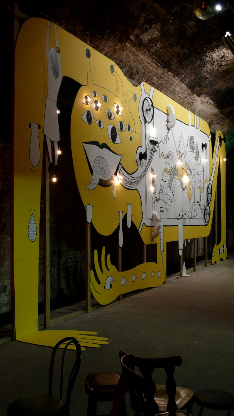 Eating Stories, 12 x 6 m art installation, Shunt Vaults, London - side view