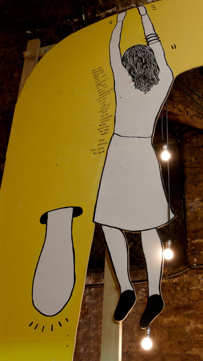 Detail from Eating Stories, 12 x 6 m art installation, Shunt Vaults, London