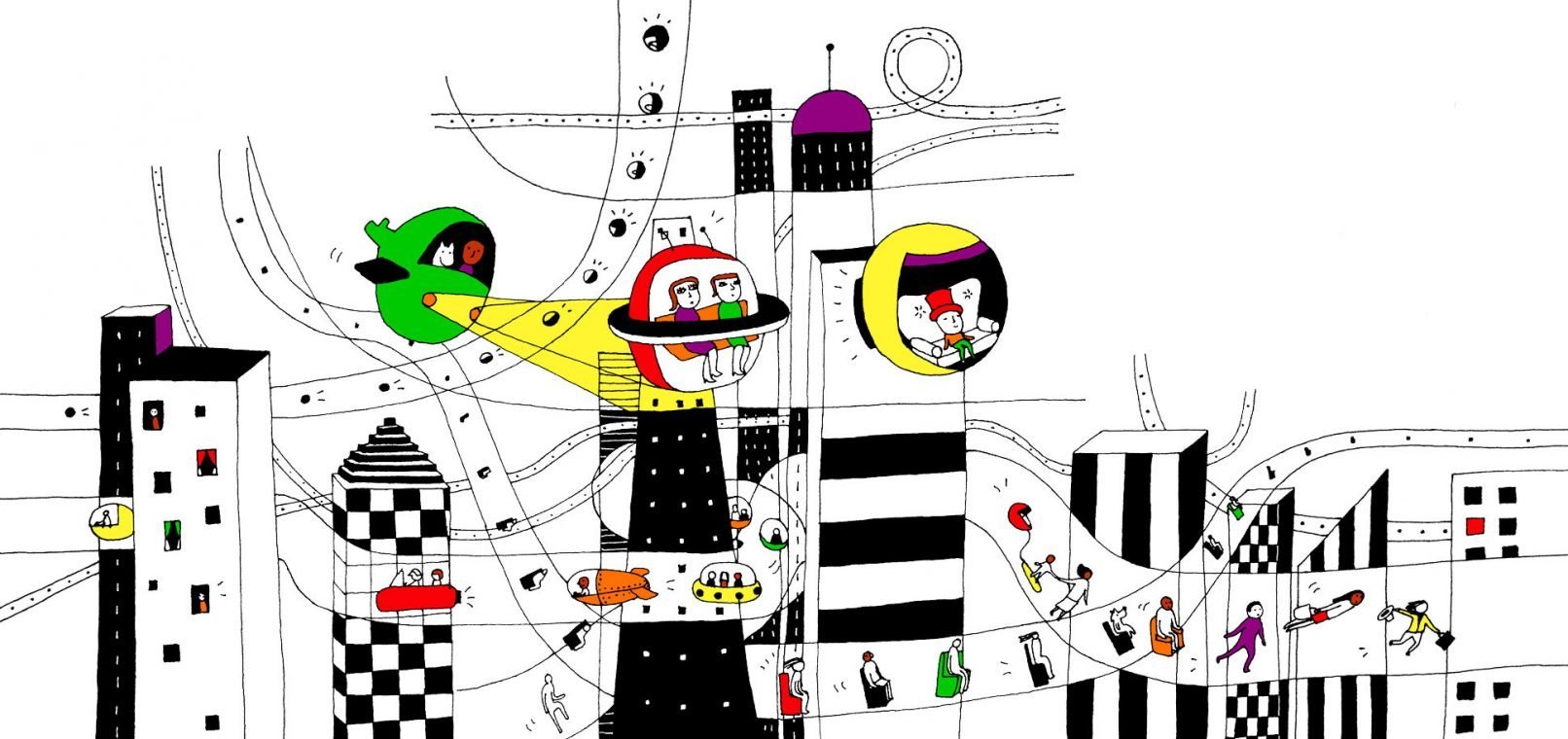 Climate Change book illustration of an imagined future city
