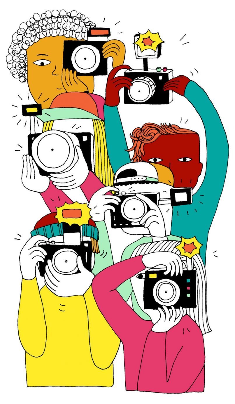 Fake News book illustration representing 6 paparazzis