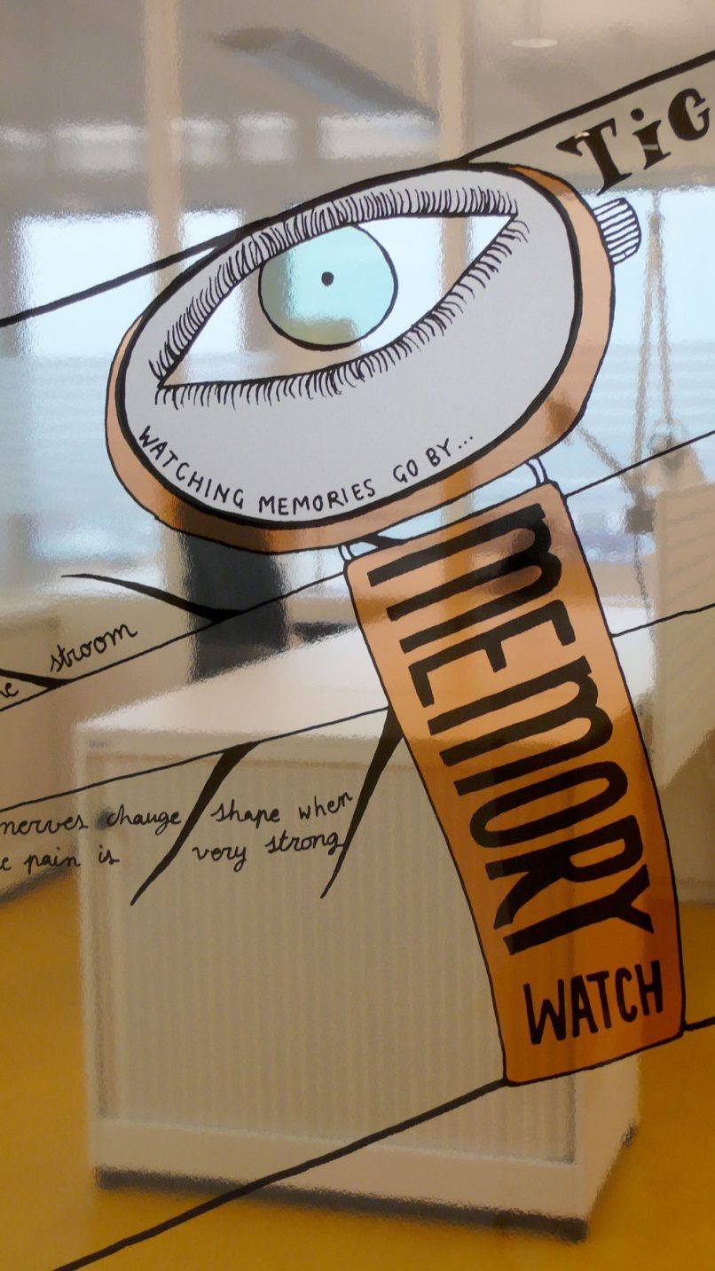 Amsterdam AMC Hospital - 38 m long mural on the miracle of life - eye watch detail