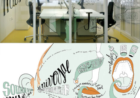 Amsterdam AMC Hospital - artwork for 38 m long mural on the miracle of life - right leg