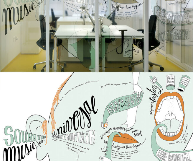 Amsterdam AMC Hospital - artwork for 38 m long mural on the miracle of life - right leg