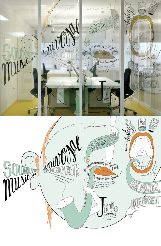 Amsterdam AMC Hospital - artwork for 38 m long mural on the miracle of life - right leg