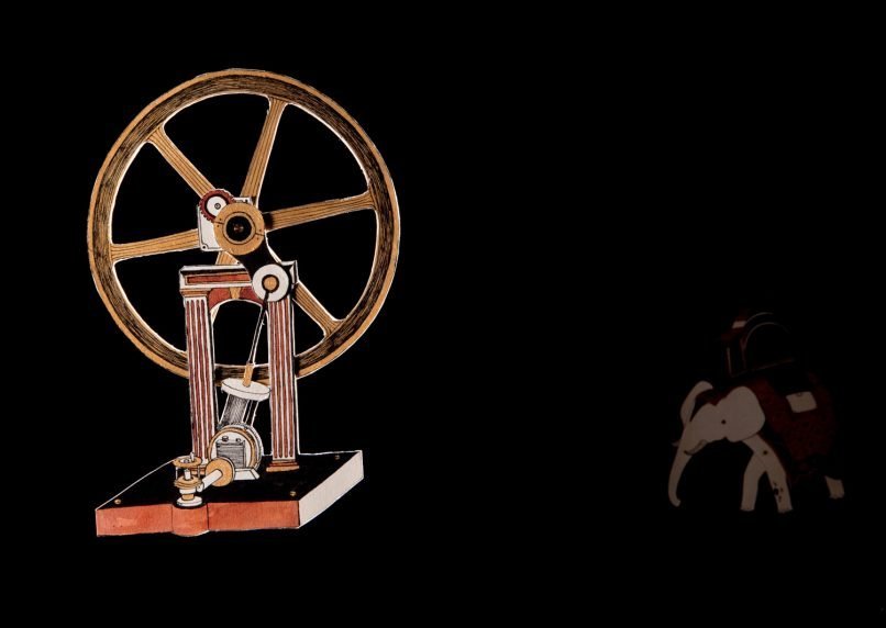 Bespoke paper mobile of a machinery part for the Victoria Revealed exhibition at Kensington Palace