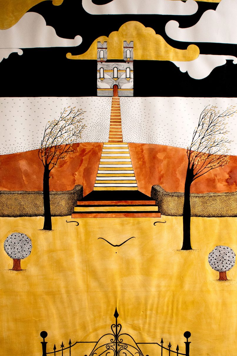 Bespoke ink drawing for Victoria Revealed exhibition at Kensington Palace