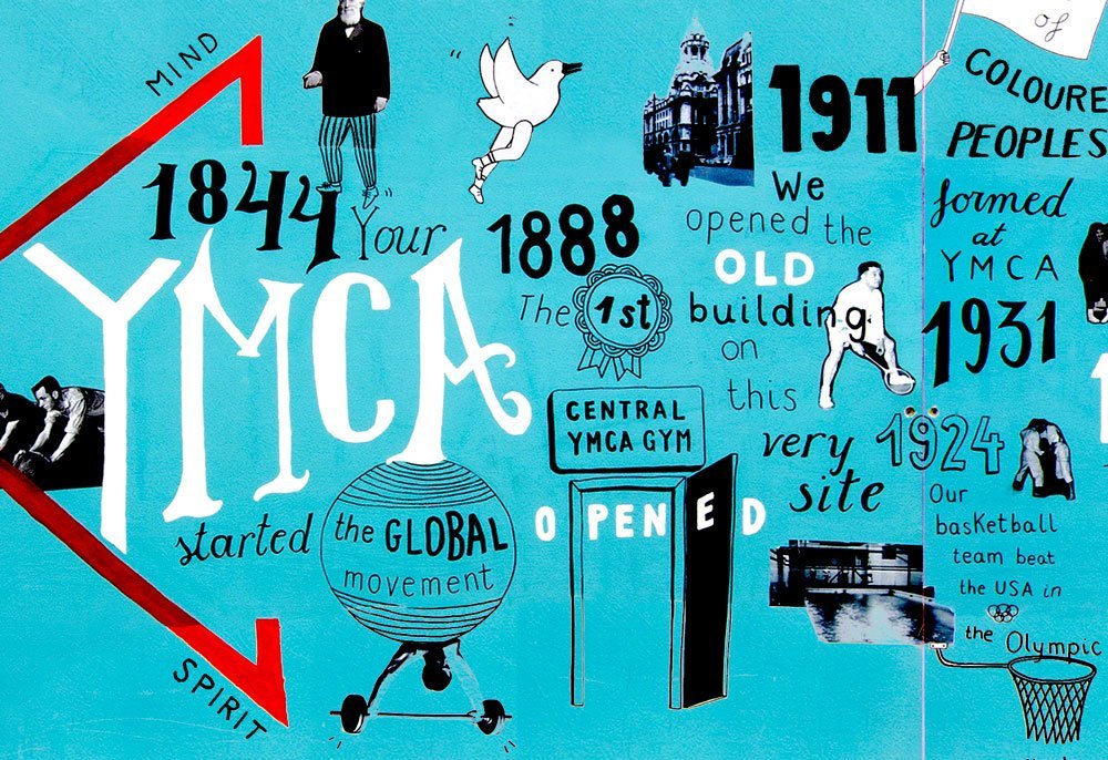 Mural for YMCA Club, close up detail