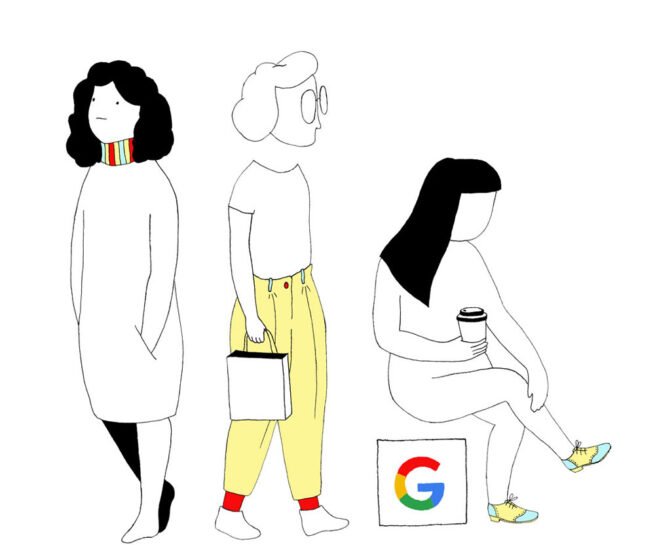 Characters designed for the new Google London HQ motion graphics, 3 women