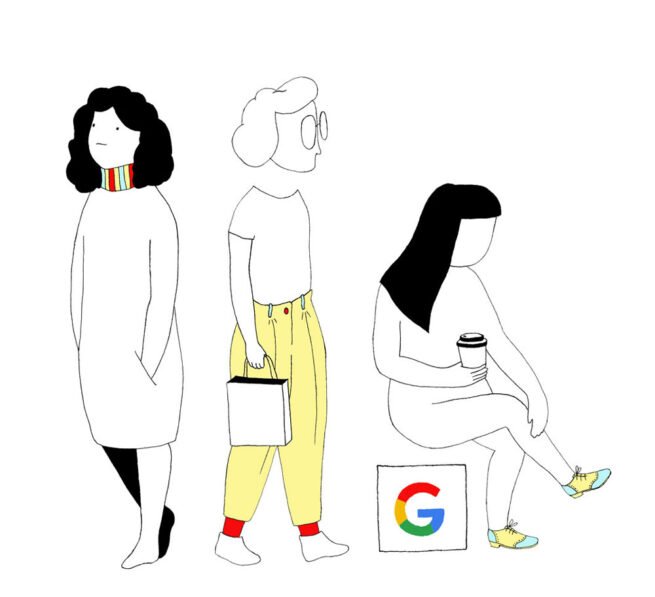 Characters designed for the new Google London HQ motion graphics, 3 women