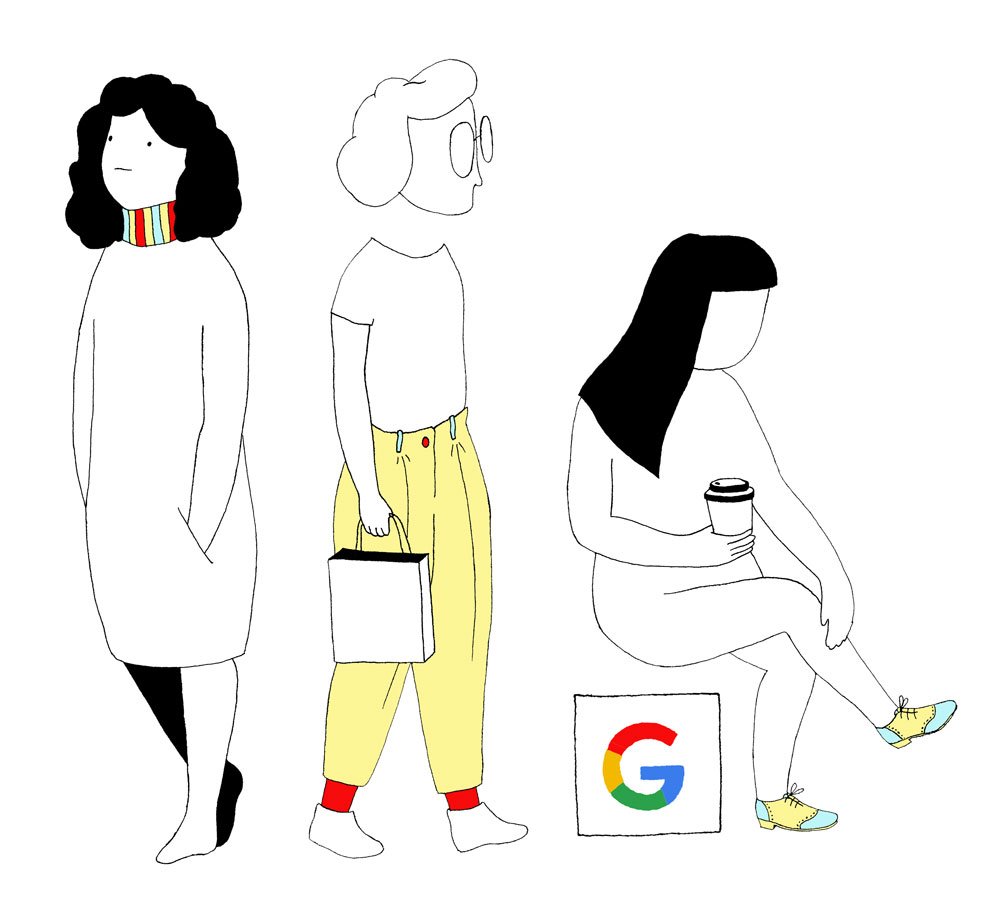 Characters designed for the new Google London HQ motion graphics, 3 women