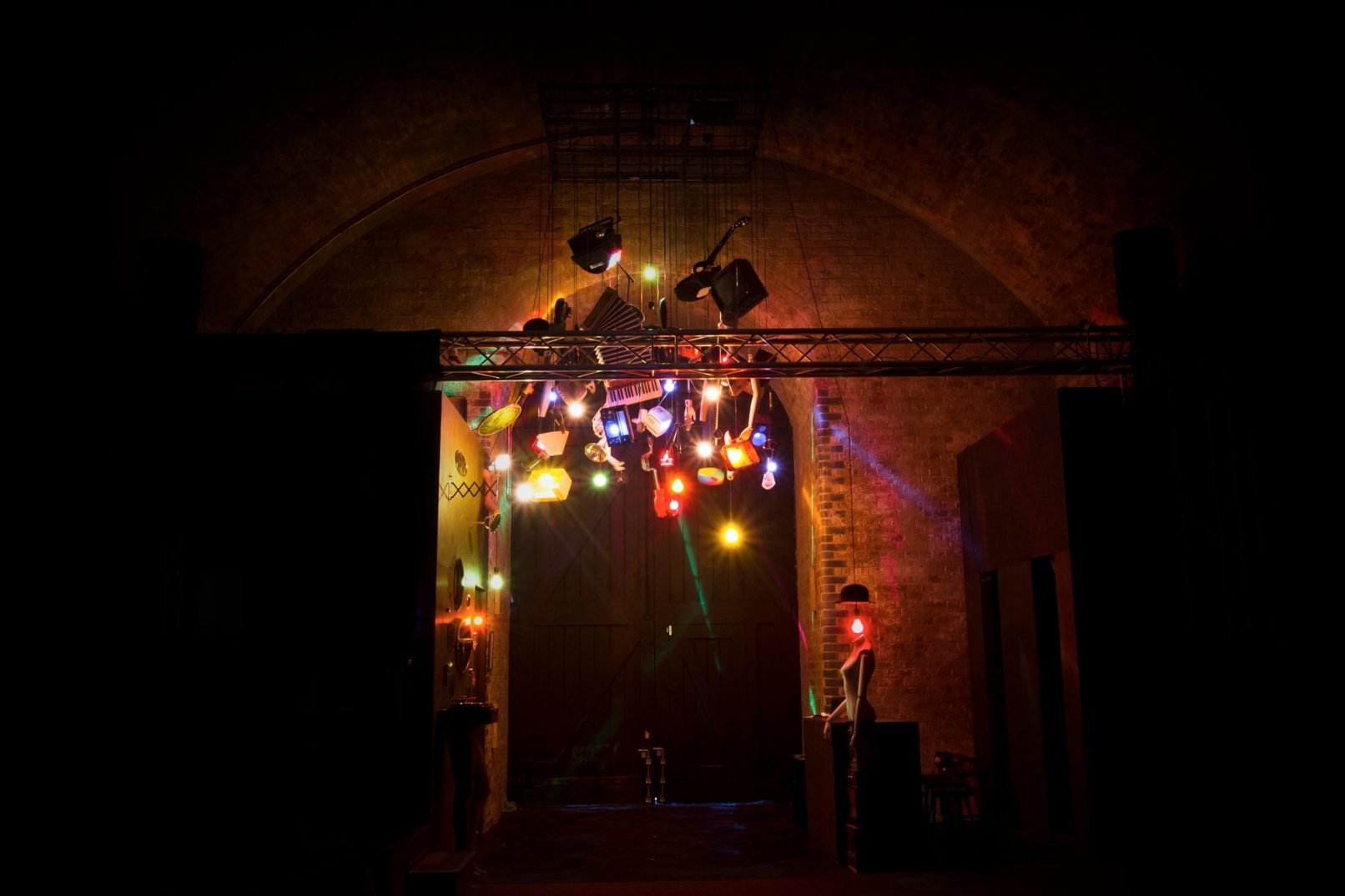 Detail from Memory Light chandelier / art installation in Sound Art Venue in Leake St