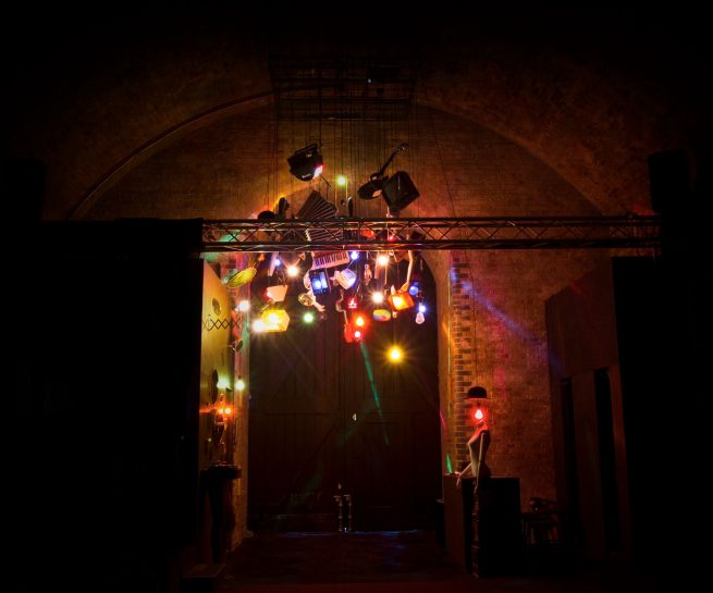 Detail from Memory Light chandelier / art installation in Sound Art Venue in Leake St