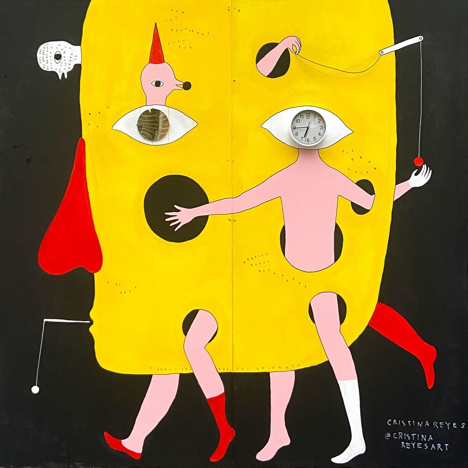 Untitled with a Clock Eye -A New World - Whitecross Street Party 2022 - painting by Cristina Reyes