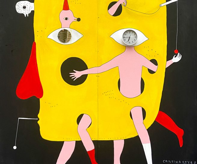 Untitled with a Clock Eye -A New World - Whitecross Street Party 2022 - painting by Cristina Reyes