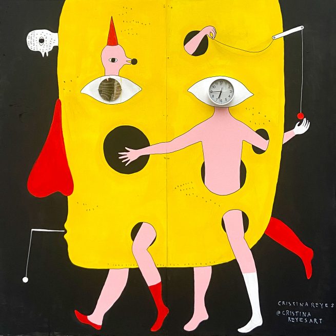 Untitled with a Clock Eye -A New World - Whitecross Street Party 2022 - painting by Cristina Reyes