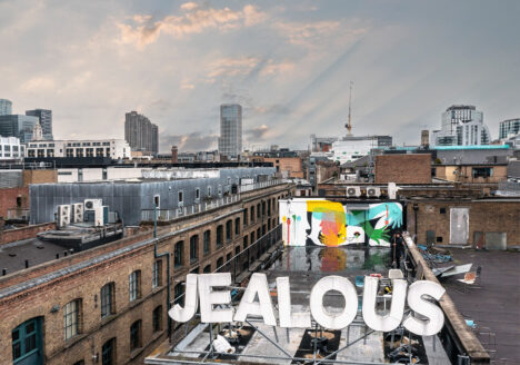 Aerial view of the mural created for Jealous gallery