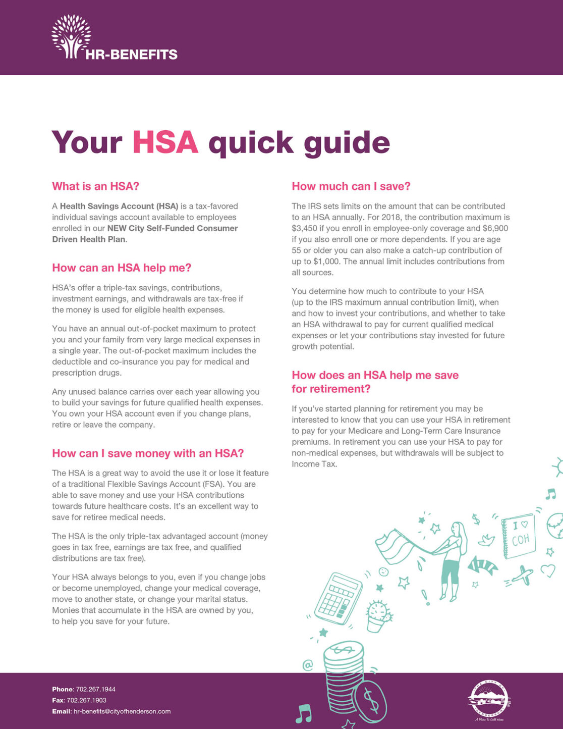 Illustrated HR-Benefits brochure, city of Henderson