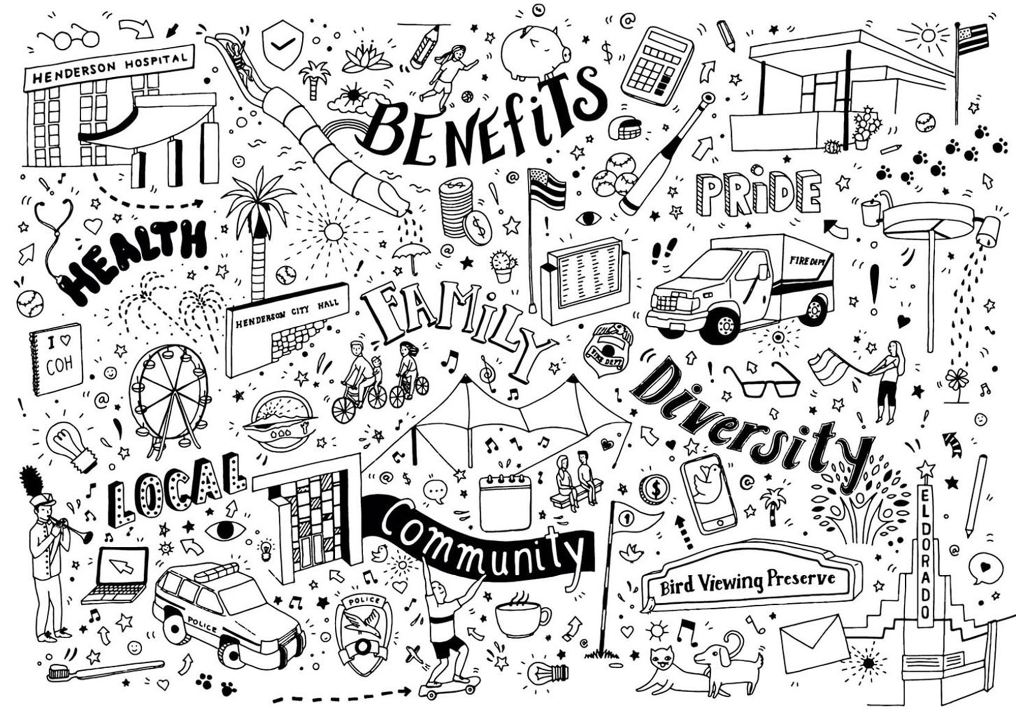 Illustration about Henderson’s city, capturing it’s essence