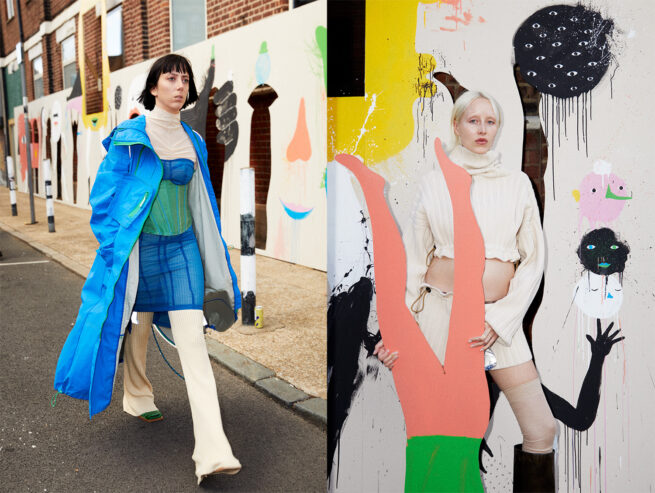 Mascarada, big scale painting for a catwalk, 4 x 21 m, Vyner Street